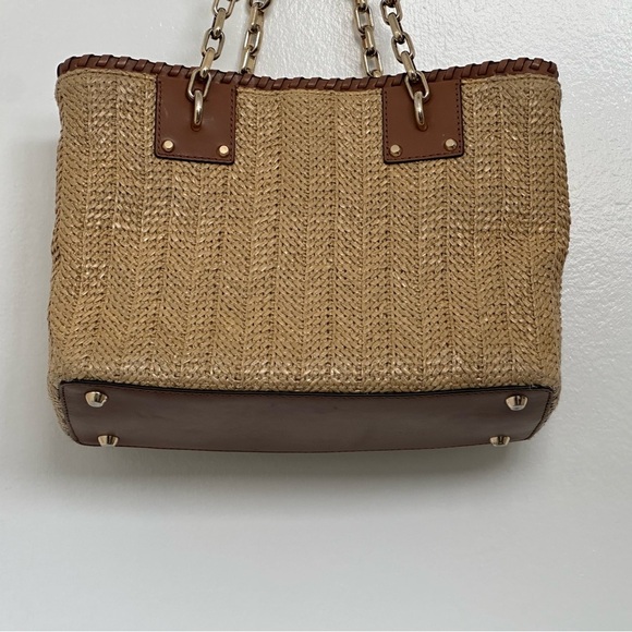 MICHAEL Michael Kors Rosalie East West Straw Tote w/Leather Trim GUC - Picture 5 of 16